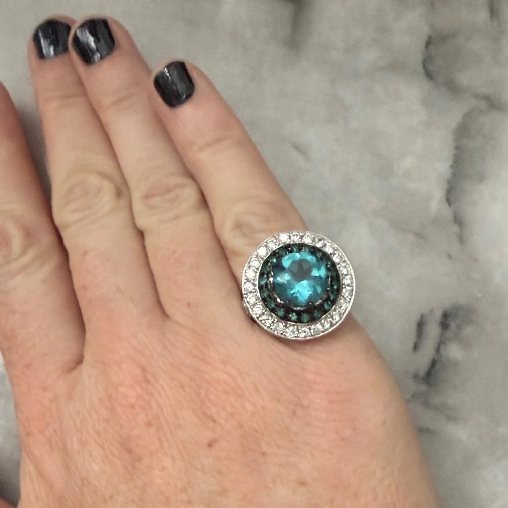 Blue Zirconia 925 sterling silver ring